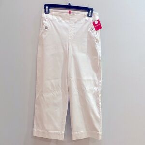Spanx pant Stretch twill cropped wide leg pants in parchment (color stone). NEW!